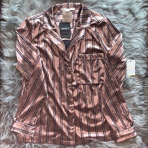 Long sleeve blush striped button down